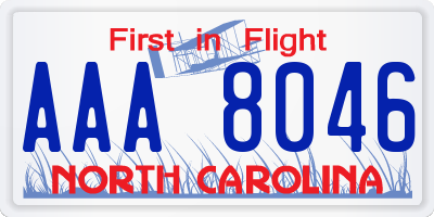 NC license plate AAA8046