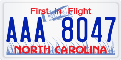 NC license plate AAA8047