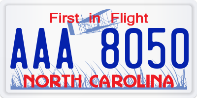 NC license plate AAA8050