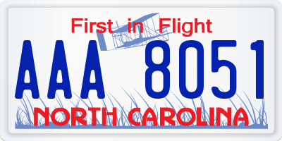 NC license plate AAA8051