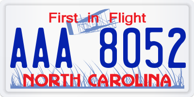 NC license plate AAA8052