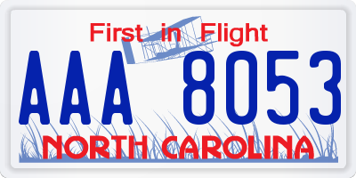 NC license plate AAA8053