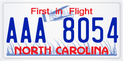 NC license plate AAA8054