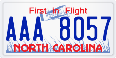 NC license plate AAA8057