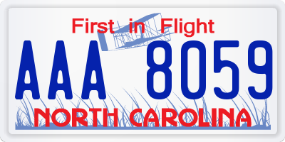 NC license plate AAA8059