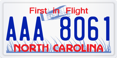 NC license plate AAA8061