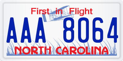 NC license plate AAA8064