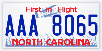 NC license plate AAA8065