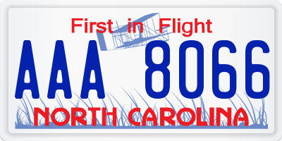 NC license plate AAA8066