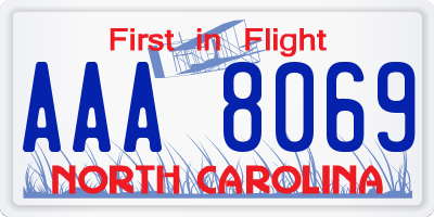 NC license plate AAA8069