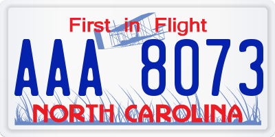 NC license plate AAA8073