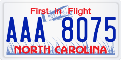 NC license plate AAA8075