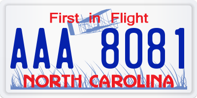 NC license plate AAA8081