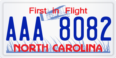 NC license plate AAA8082