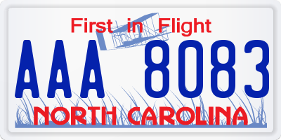 NC license plate AAA8083