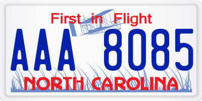 NC license plate AAA8085