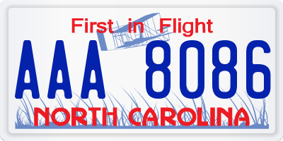 NC license plate AAA8086