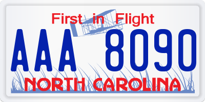 NC license plate AAA8090