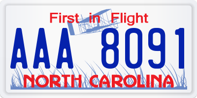 NC license plate AAA8091