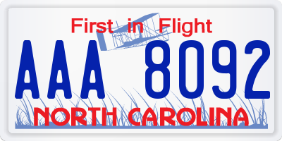 NC license plate AAA8092