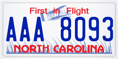 NC license plate AAA8093