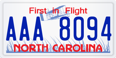 NC license plate AAA8094