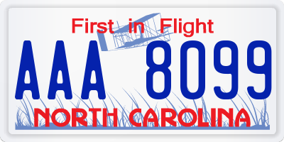 NC license plate AAA8099