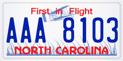 NC license plate AAA8103