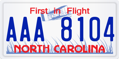 NC license plate AAA8104