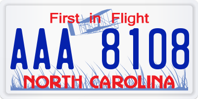 NC license plate AAA8108