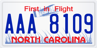 NC license plate AAA8109