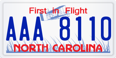 NC license plate AAA8110