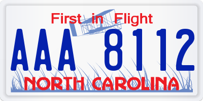 NC license plate AAA8112