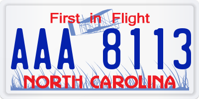 NC license plate AAA8113