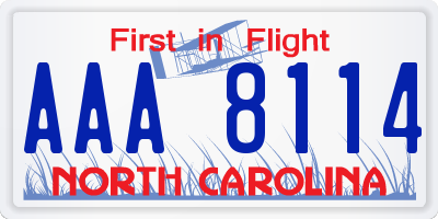 NC license plate AAA8114