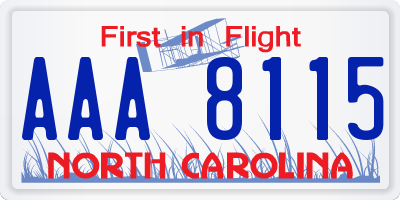 NC license plate AAA8115