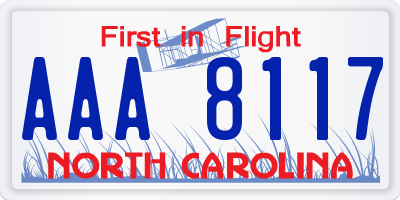 NC license plate AAA8117