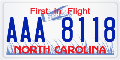 NC license plate AAA8118