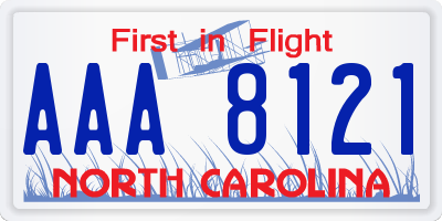 NC license plate AAA8121