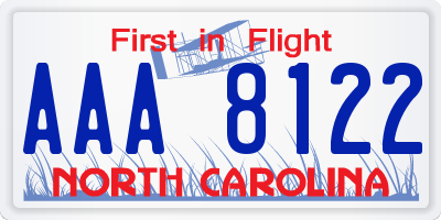 NC license plate AAA8122