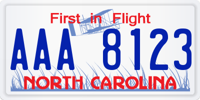 NC license plate AAA8123