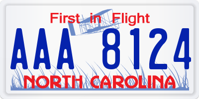 NC license plate AAA8124