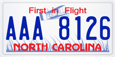 NC license plate AAA8126