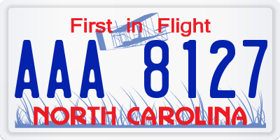 NC license plate AAA8127