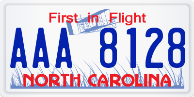 NC license plate AAA8128