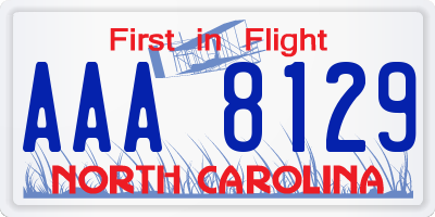 NC license plate AAA8129