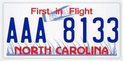 NC license plate AAA8133