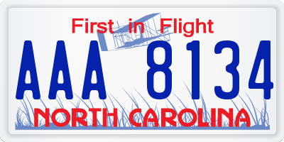 NC license plate AAA8134