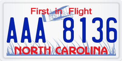 NC license plate AAA8136