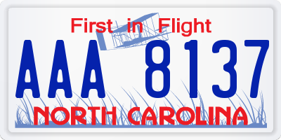 NC license plate AAA8137